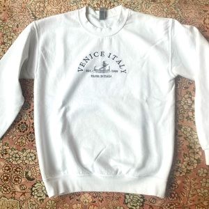 Crewneck Sweatshirt with Venice Italy Embroidery Sz S